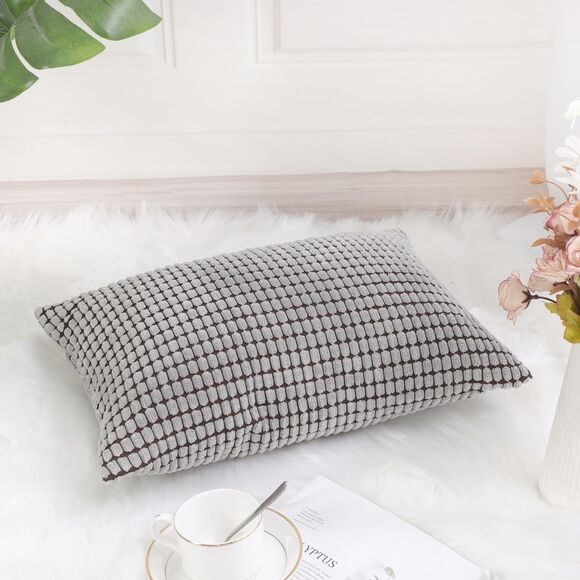 Soft Corduroy Throw Pillow Cover Sofa Cushion Cover 12" x 18" Pale Gray Brown - Picture 3 of 6